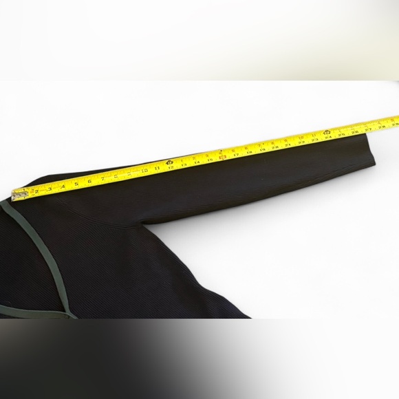 Marine Layer Lexi Rib Sweater Maxi Long Sleeve Dress Black Green Trim Large - Picture 8 of 10